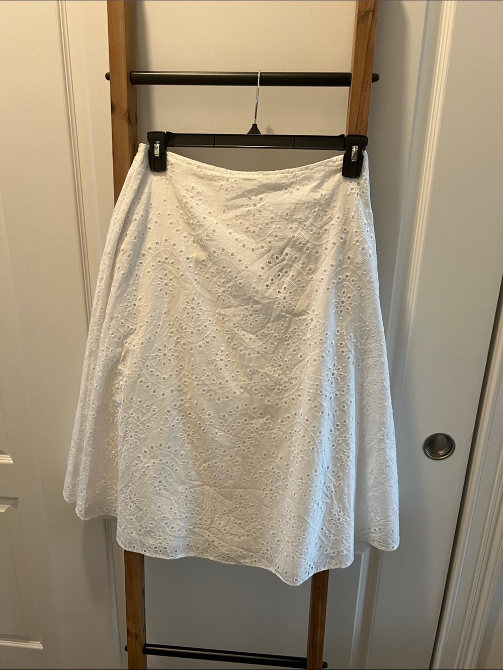 White House Black Market White Eyelet A-Line Skirt